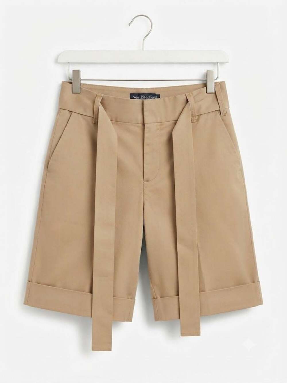 New Directions Women's Khaki Belted Bermuda Cargo Shorts Size 10